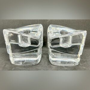 Pair of Orrefors Lancelot Candle Holders Made in Sweden